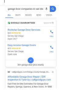 Garage door search on Google 